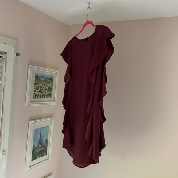 Free Press maroon flutter sleeve dress from Nordstrom - Picture 2 of 3